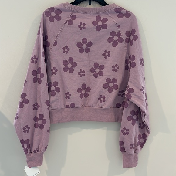 💜Rebellious One Lilac Flower Crop Light weight Sweatshirt Size S, Cotton Blend - Picture 4 of 6